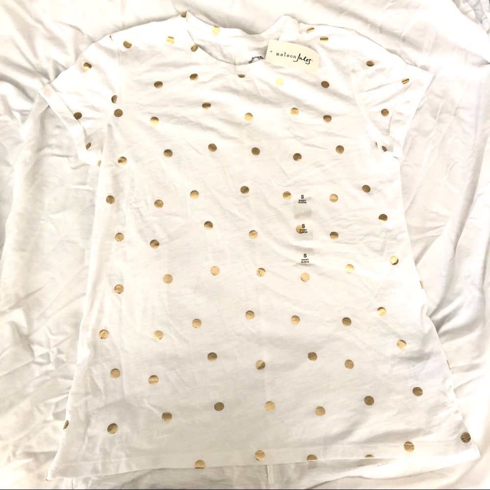 Gold polka dot t shirt NWT